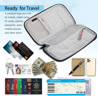 Family Passport Holder for Travel, 6 People Big Capacity Clutch Bag | RFID Blocking, Travel Document Organizer, Pen Holder Keychain Credit Cards Case Cover, Blooming Hibiscus