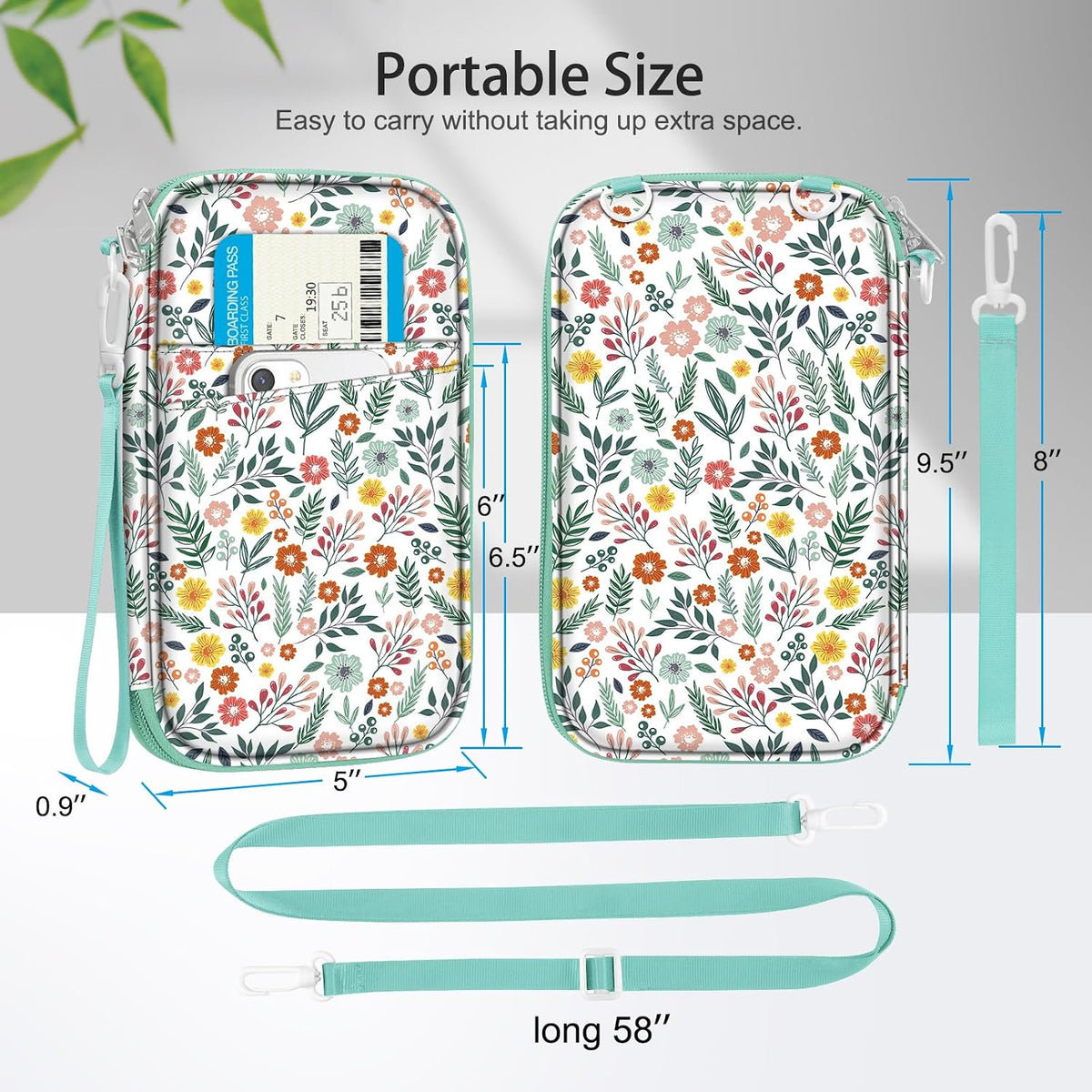 Family Passport Holder for Travel, 6 People Big Capacity Clutch Bag | RFID Blocking, Travel Document Organizer, Pen Holder Keychain Credit Cards Case Cover, Blooming Hibiscus