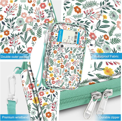 Family Passport Holder for Travel, 6 People Big Capacity Clutch Bag | RFID Blocking, Travel Document Organizer, Pen Holder Keychain Credit Cards Case Cover, Blooming Hibiscus