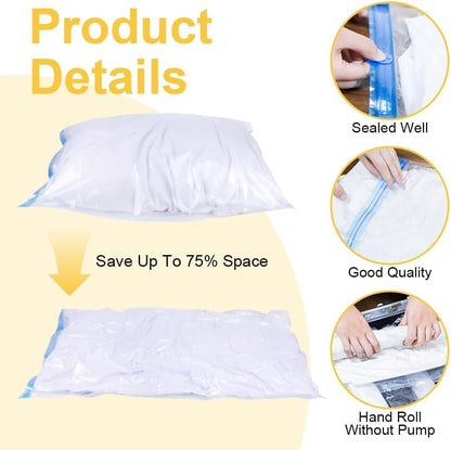 Roll Up Compression Bags No Pump, Compression Bags for Travel No Pump, 2026 Upgrade Spacesaver Bags No Vacuum for Luggage, Suitcase, And Airplane (10*mix)