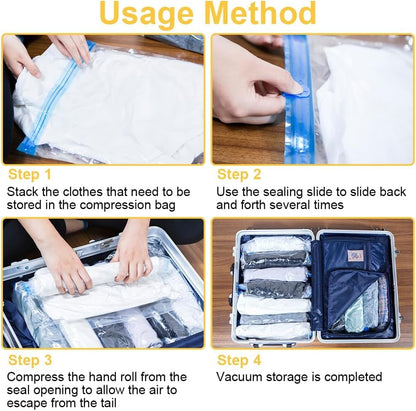 Roll Up Compression Bags No Pump, Compression Bags for Travel No Pump, 2026 Upgrade Spacesaver Bags No Vacuum for Luggage, Suitcase, And Airplane (10*mix)
