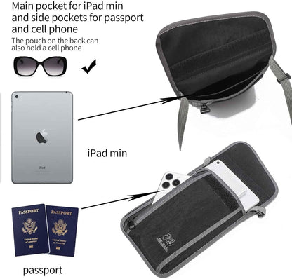 JEMINAL Passport ID Crossbody Phone Bag for Men & Women: Waterproof Small Phone Shoulder Handbag for lighty Camp Jog Travel