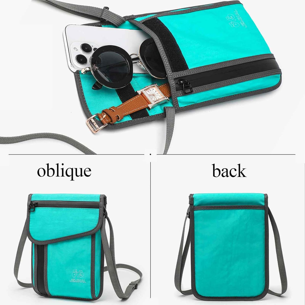 JEMINAL Passport ID Crossbody Phone Bag for Men & Women: Waterproof Small Phone Shoulder Handbag for lighty Camp Jog Travel