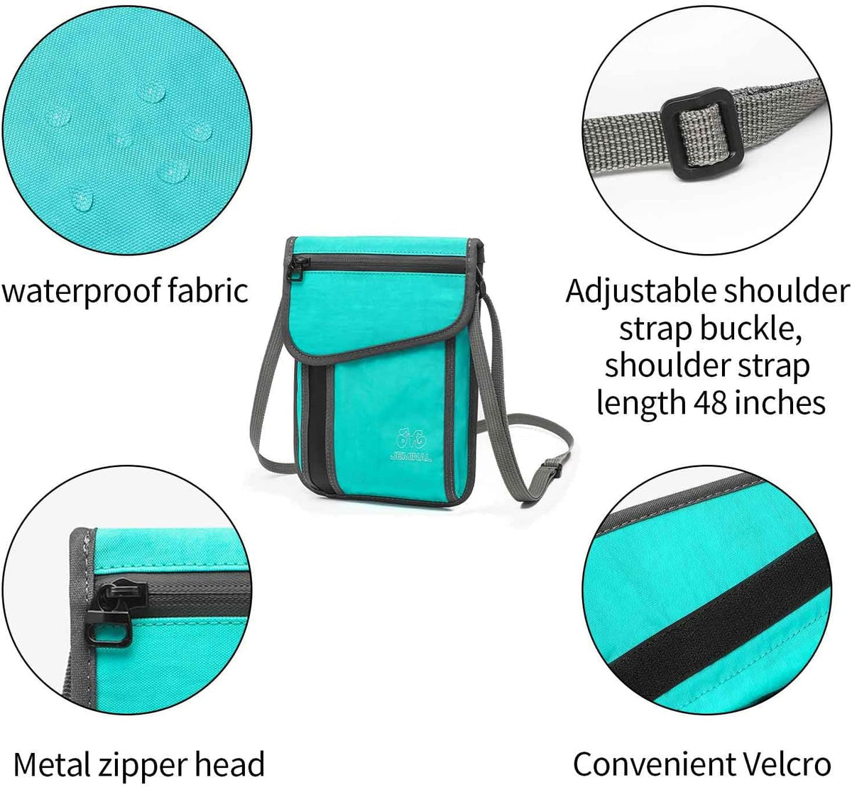 JEMINAL Passport ID Crossbody Phone Bag for Men & Women: Waterproof Small Phone Shoulder Handbag for lighty Camp Jog Travel