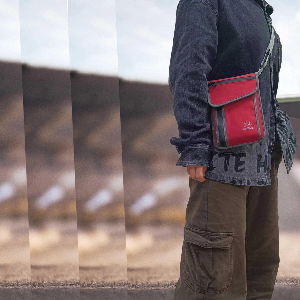 JEMINAL Passport ID Crossbody Phone Bag for Men & Women: Waterproof Small Phone Shoulder Handbag for lighty Camp Jog Travel