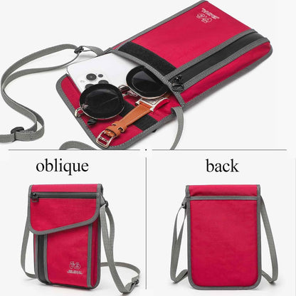 JEMINAL Passport ID Crossbody Phone Bag for Men & Women: Waterproof Small Phone Shoulder Handbag for lighty Camp Jog Travel