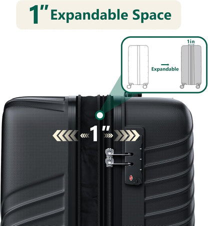 20 Inch Carry On Luggage, ABS Hardside Suitcase with Spinner Wheels, Airline-Approved Cabin Luggage with TSA Security Lock, Expandable Travel Suitcase for Flights, Business Trips & Weekend Vacations