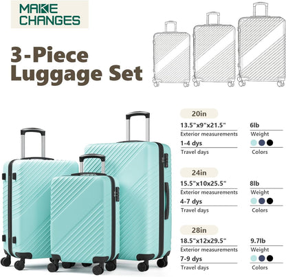 20 Inch Carry On Luggage, ABS Hardside Suitcase with Spinner Wheels, Airline-Approved Cabin Luggage with TSA Security Lock, Expandable Travel Suitcase for Flights, Business Trips & Weekend Vacations