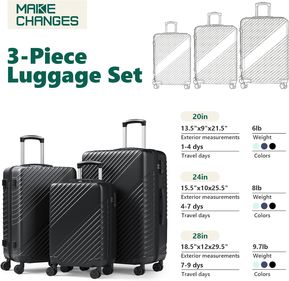 20 Inch Carry On Luggage, ABS Hardside Suitcase with Spinner Wheels, Airline-Approved Cabin Luggage with TSA Security Lock, Expandable Travel Suitcase for Flights, Business Trips & Weekend Vacations