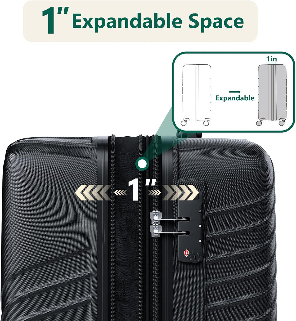 20 Inch Carry On Luggage, ABS Hardside Suitcase with Spinner Wheels, Airline-Approved Cabin Luggage with TSA Security Lock, Expandable Travel Suitcase for Flights, Business Trips & Weekend Vacations