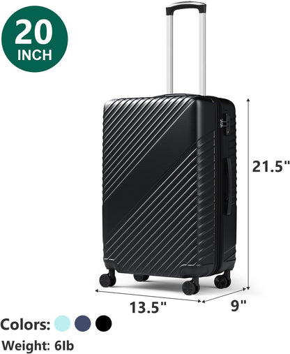 20 Inch Carry On Luggage, ABS Hardside Suitcase with Spinner Wheels, Airline-Approved Cabin Luggage with TSA Security Lock, Expandable Travel Suitcase for Flights, Business Trips & Weekend Vacations