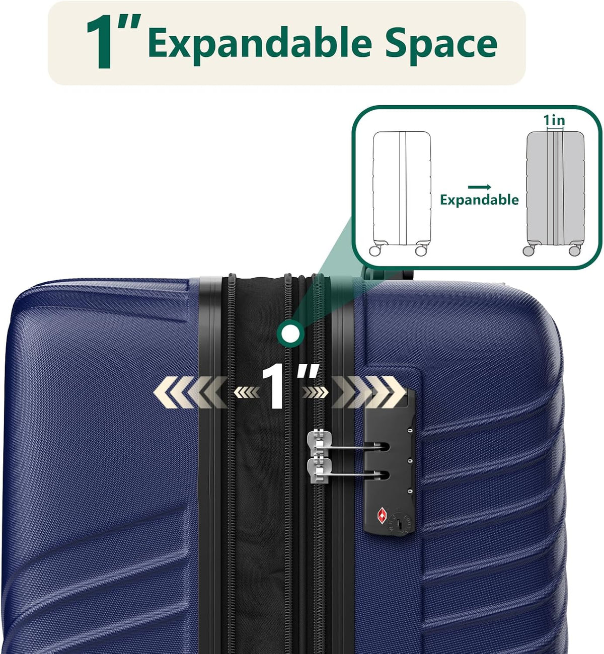 20 Inch Carry On Luggage, ABS Hardside Suitcase with Spinner Wheels, Airline-Approved Cabin Luggage with TSA Security Lock, Expandable Travel Suitcase for Flights, Business Trips & Weekend Vacations