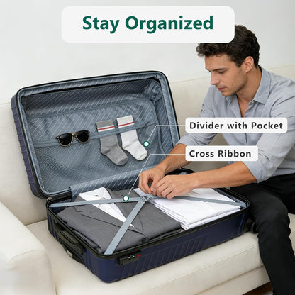 20 Inch Carry On Luggage, ABS Hardside Suitcase with Spinner Wheels, Airline-Approved Cabin Luggage with TSA Security Lock, Expandable Travel Suitcase for Flights, Business Trips & Weekend Vacations