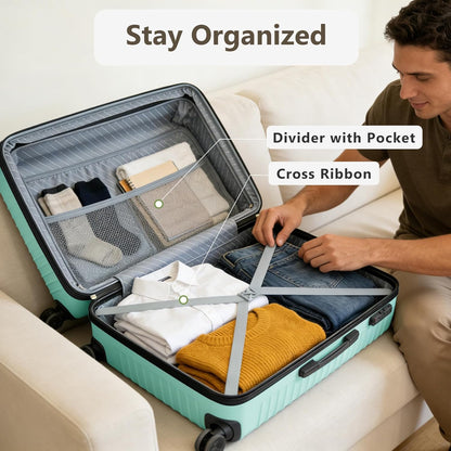 20 Inch Carry On Luggage, ABS Hardside Suitcase with Spinner Wheels, Airline-Approved Cabin Luggage with TSA Security Lock, Expandable Travel Suitcase for Flights, Business Trips & Weekend Vacations