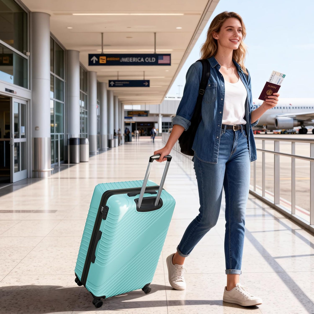 20 Inch Carry On Luggage, ABS Hardside Suitcase with Spinner Wheels, Airline-Approved Cabin Luggage with TSA Security Lock, Expandable Travel Suitcase for Flights, Business Trips & Weekend Vacations