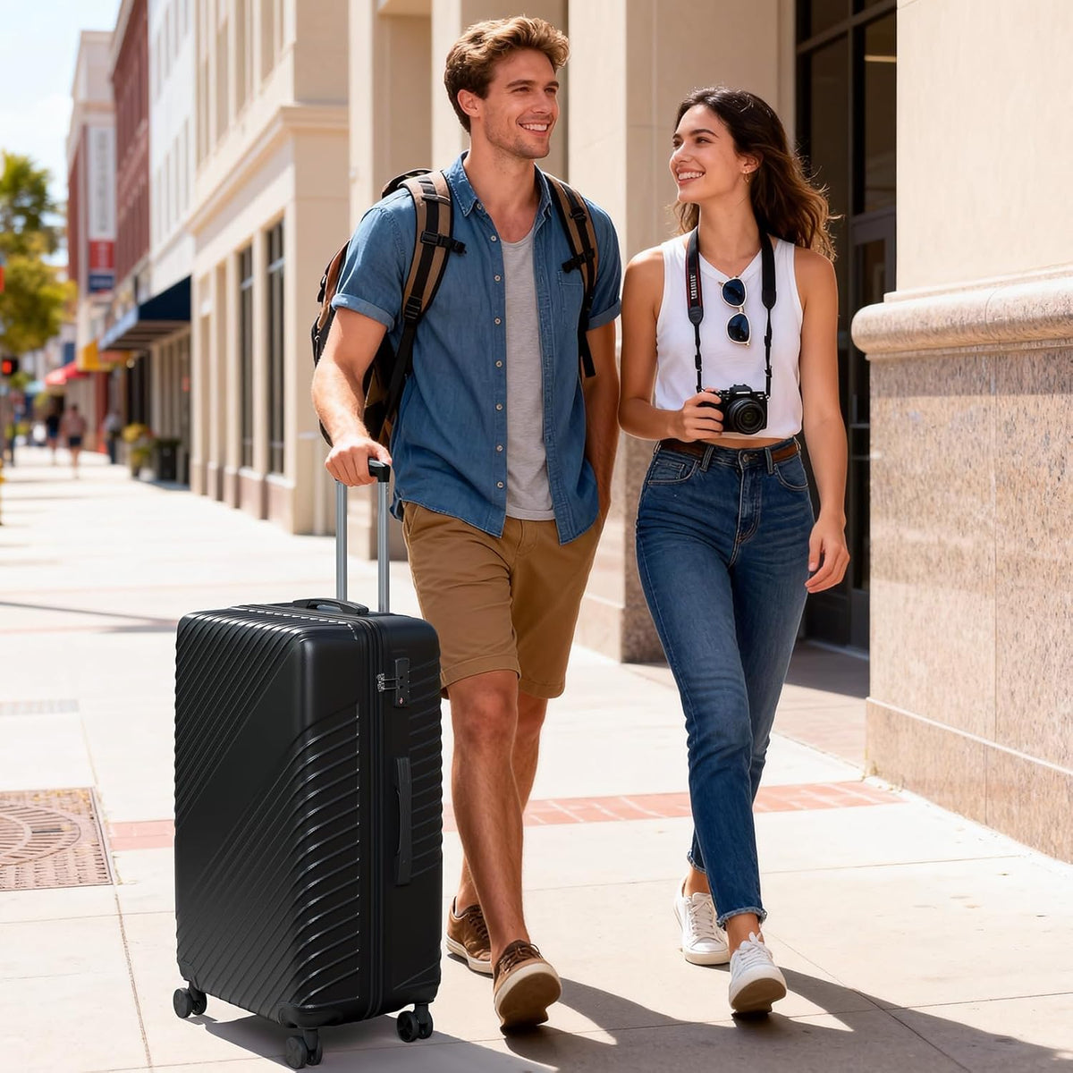 20 Inch Carry On Luggage, ABS Hardside Suitcase with Spinner Wheels, Airline-Approved Cabin Luggage with TSA Security Lock, Expandable Travel Suitcase for Flights, Business Trips & Weekend Vacations