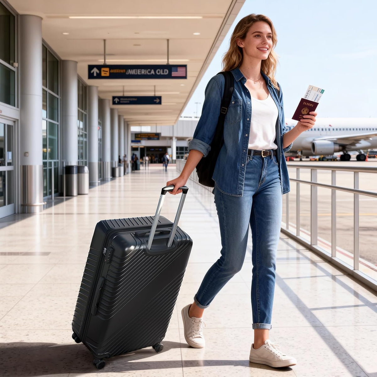 20 Inch Carry On Luggage, ABS Hardside Suitcase with Spinner Wheels, Airline-Approved Cabin Luggage with TSA Security Lock, Expandable Travel Suitcase for Flights, Business Trips & Weekend Vacations