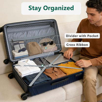 20 Inch Carry On Luggage, ABS Hardside Suitcase with Spinner Wheels, Airline-Approved Cabin Luggage with TSA Security Lock, Expandable Travel Suitcase for Flights, Business Trips & Weekend Vacations