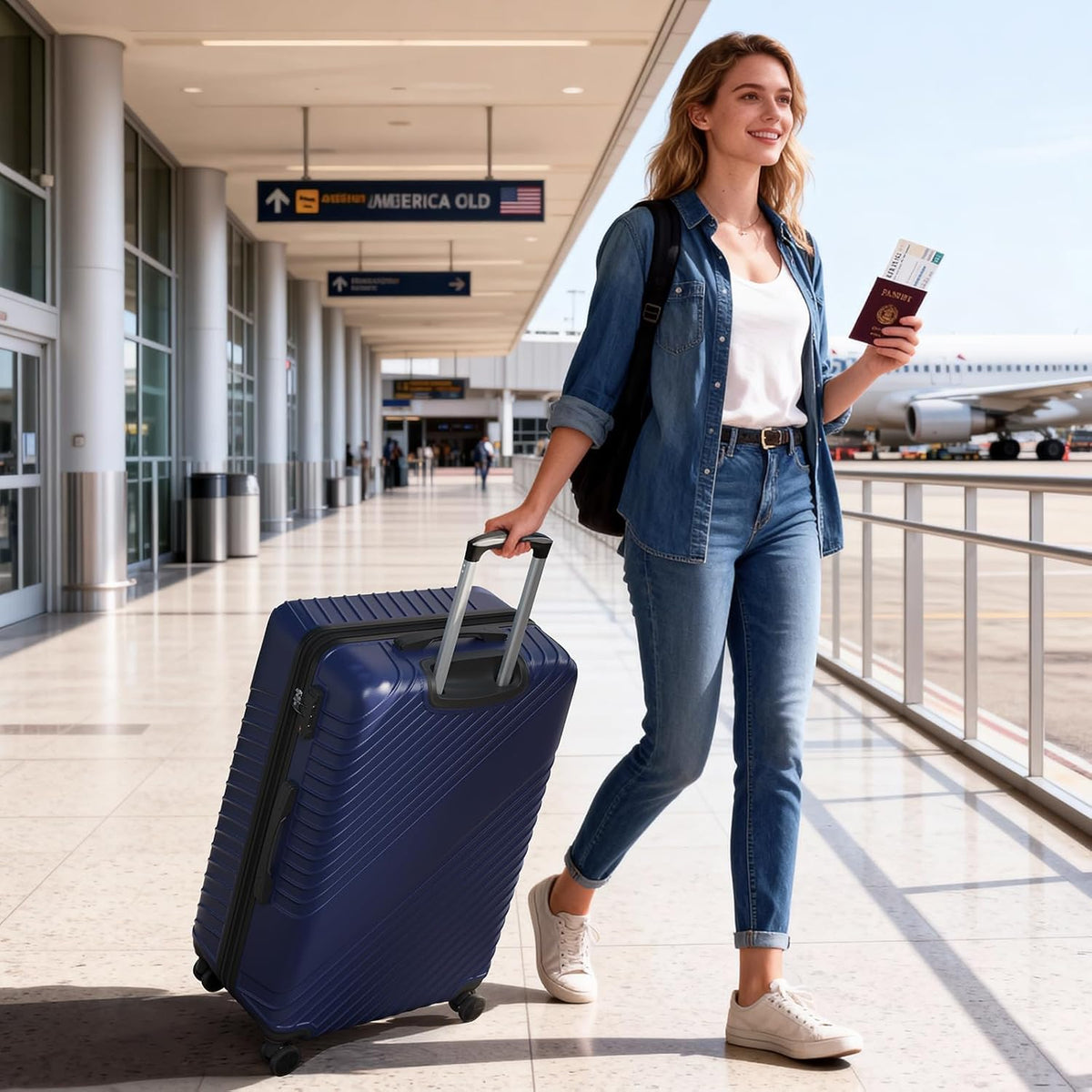 20 Inch Carry On Luggage, ABS Hardside Suitcase with Spinner Wheels, Airline-Approved Cabin Luggage with TSA Security Lock, Expandable Travel Suitcase for Flights, Business Trips & Weekend Vacations