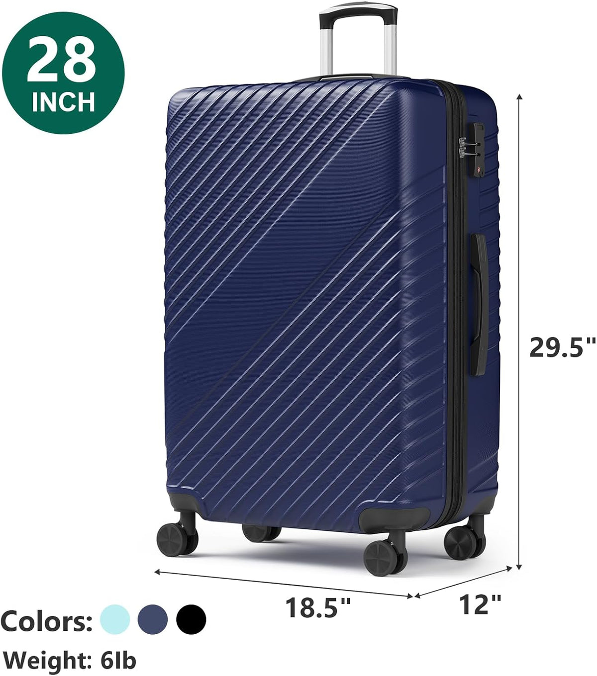 20 Inch Carry On Luggage, ABS Hardside Suitcase with Spinner Wheels, Airline-Approved Cabin Luggage with TSA Security Lock, Expandable Travel Suitcase for Flights, Business Trips & Weekend Vacations