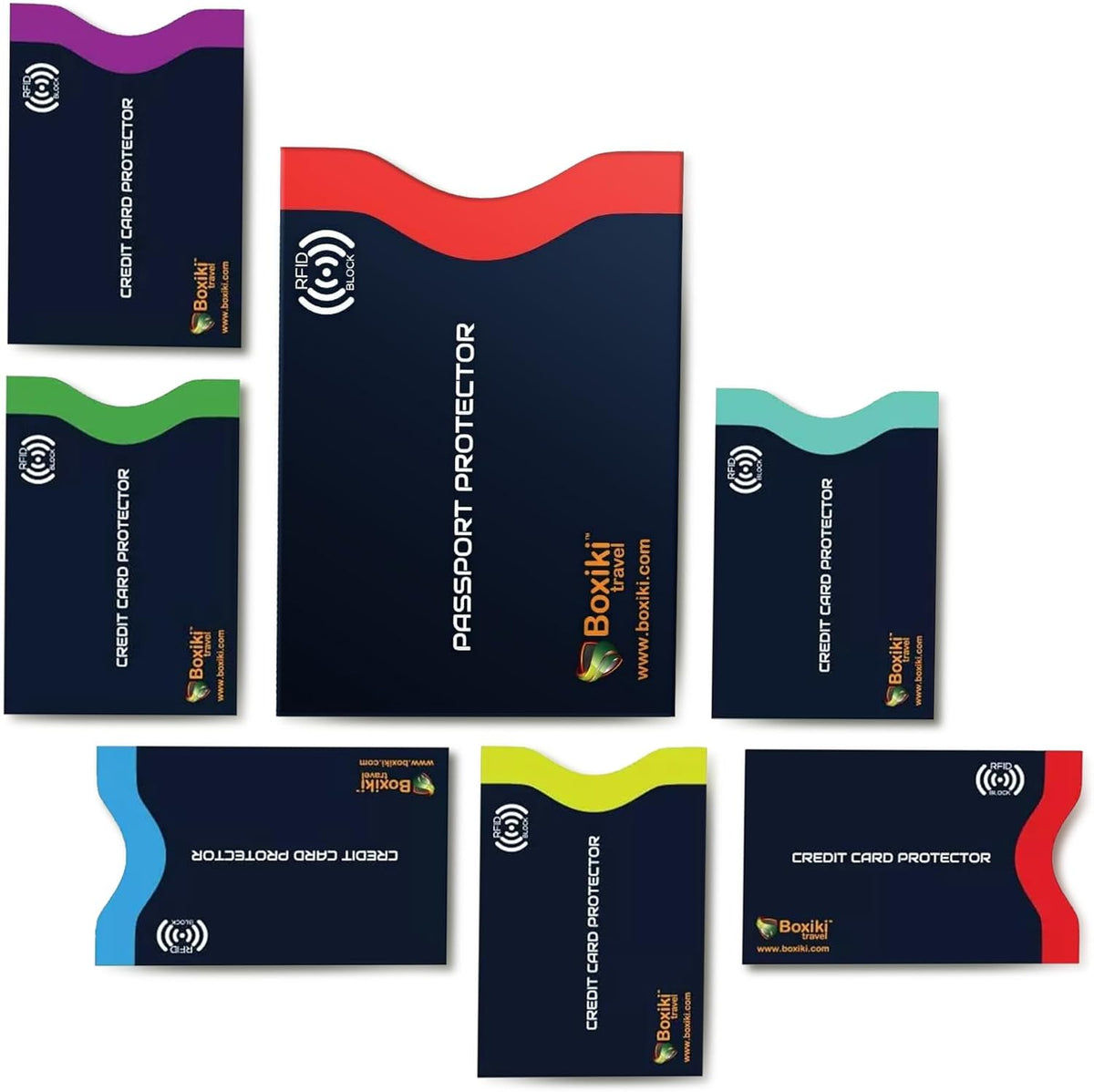 RFID Blocking Sleeves, 20-Pack Set, Color Coding System, Identity Theft Prevention RFID Card Holder And Credit Card Protector (15 Credit Card Sleeves + 5 Passport Holders) (Navy Blue)