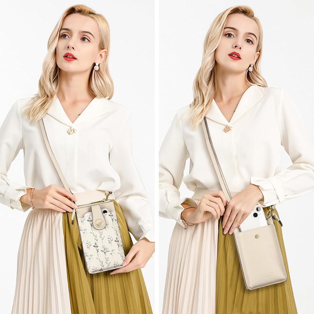 Small Crossbody Bags for Women Leather Cell Phone Purse Bag Wallet with RFID Blocking Credit Card Slots