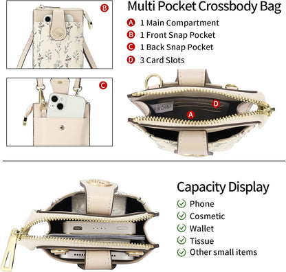 Small Crossbody Bags for Women Leather Cell Phone Purse Bag Wallet with RFID Blocking Credit Card Slots