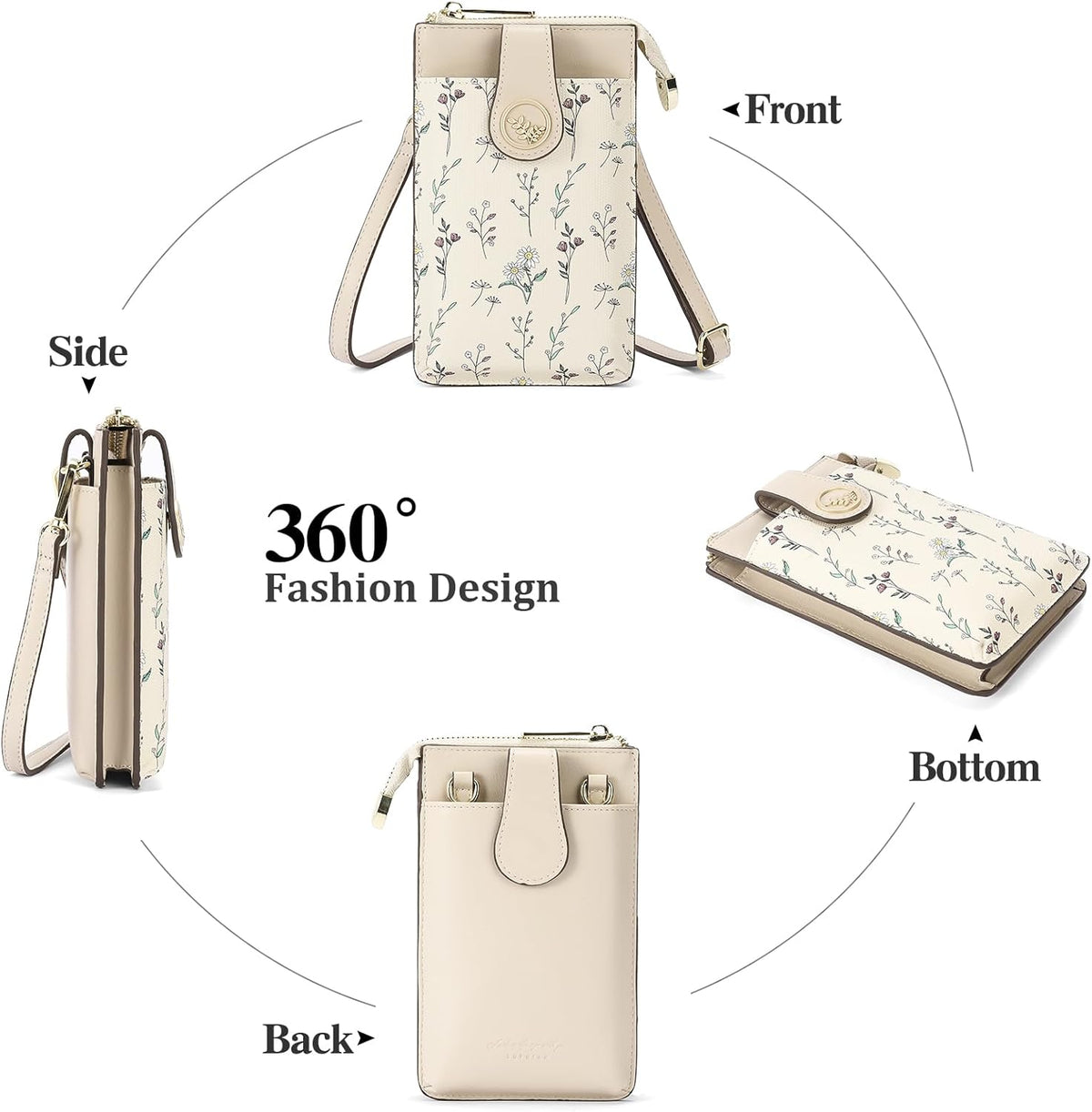 Small Crossbody Bags for Women Leather Cell Phone Purse Bag Wallet with RFID Blocking Credit Card Slots