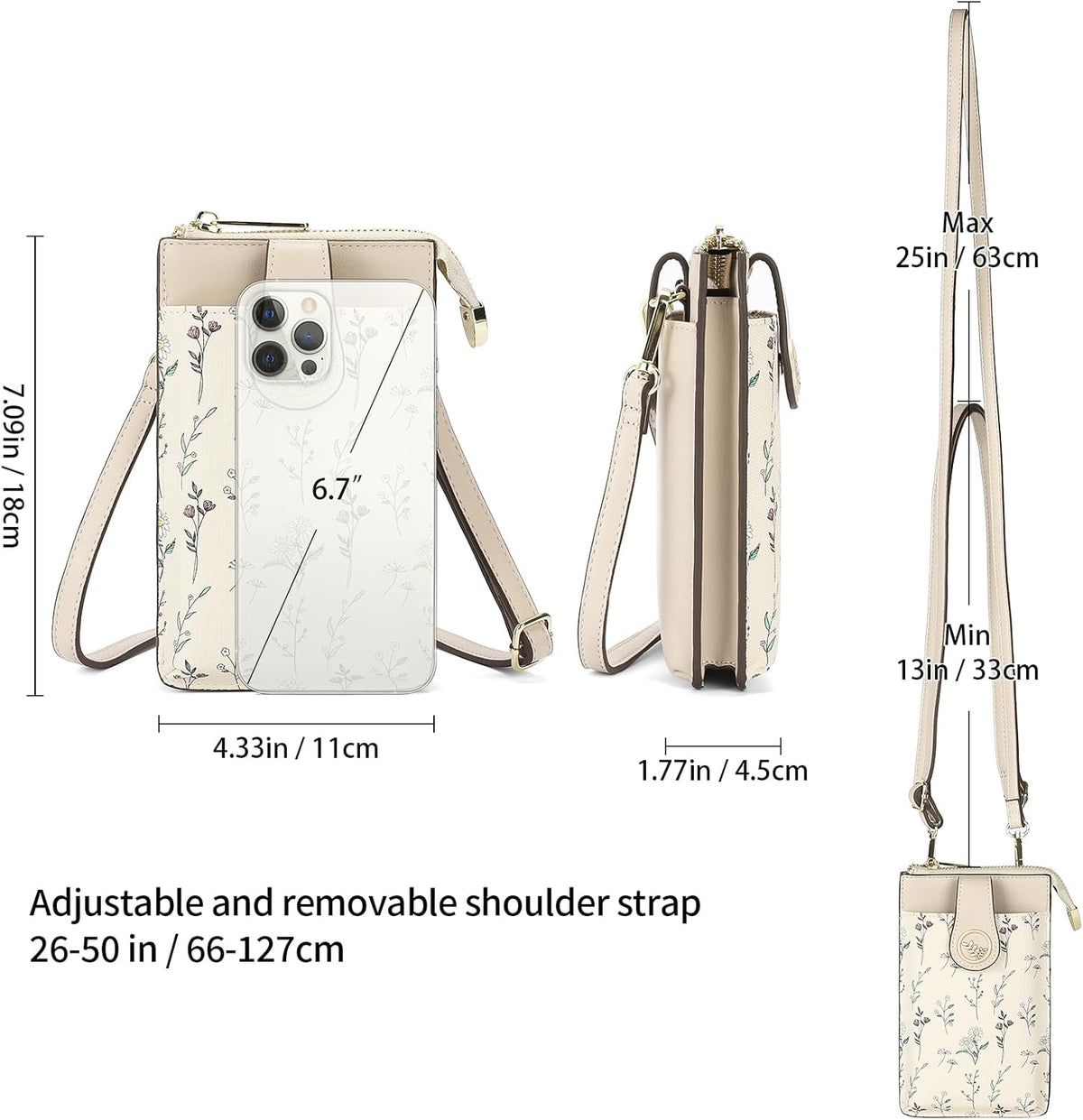 Small Crossbody Bags for Women Leather Cell Phone Purse Bag Wallet with RFID Blocking Credit Card Slots