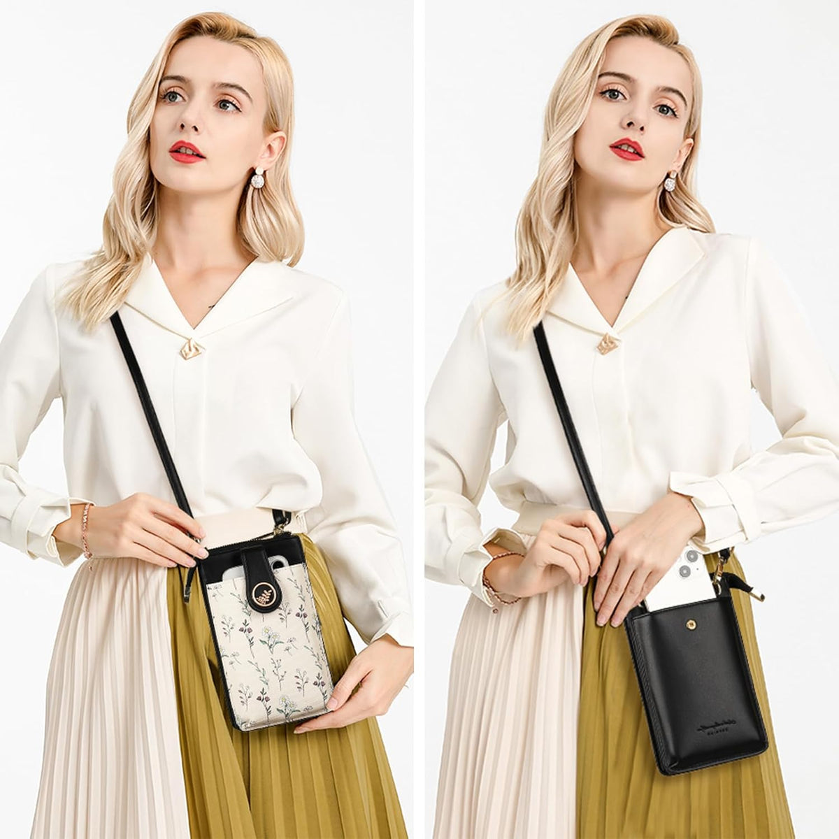 Small Crossbody Bags for Women Leather Cell Phone Purse Bag Wallet with RFID Blocking Credit Card Slots