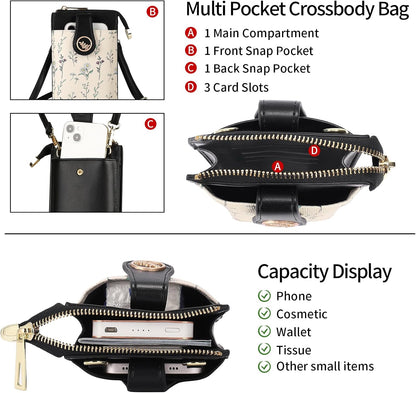 Small Crossbody Bags for Women Leather Cell Phone Purse Bag Wallet with RFID Blocking Credit Card Slots