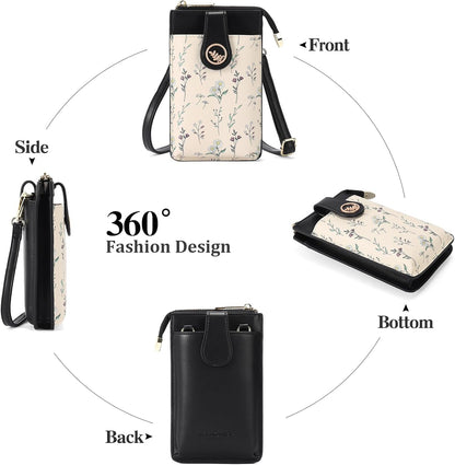 Small Crossbody Bags for Women Leather Cell Phone Purse Bag Wallet with RFID Blocking Credit Card Slots
