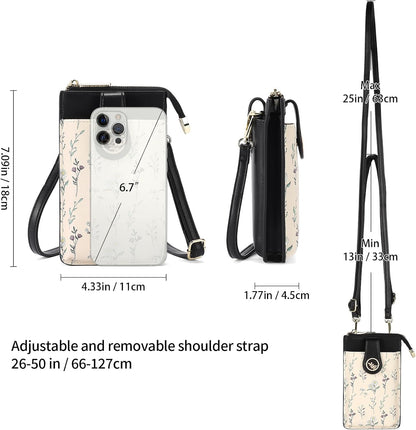 Small Crossbody Bags for Women Leather Cell Phone Purse Bag Wallet with RFID Blocking Credit Card Slots
