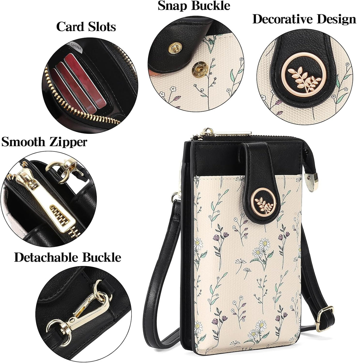 Small Crossbody Bags for Women Leather Cell Phone Purse Bag Wallet with RFID Blocking Credit Card Slots
