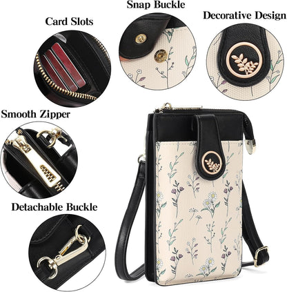 Small Crossbody Bags for Women Leather Cell Phone Purse Bag Wallet with RFID Blocking Credit Card Slots