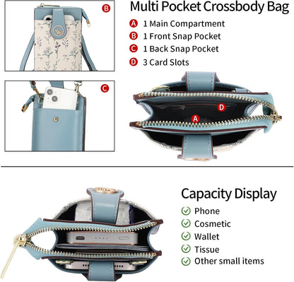 Small Crossbody Bags for Women Leather Cell Phone Purse Bag Wallet with RFID Blocking Credit Card Slots