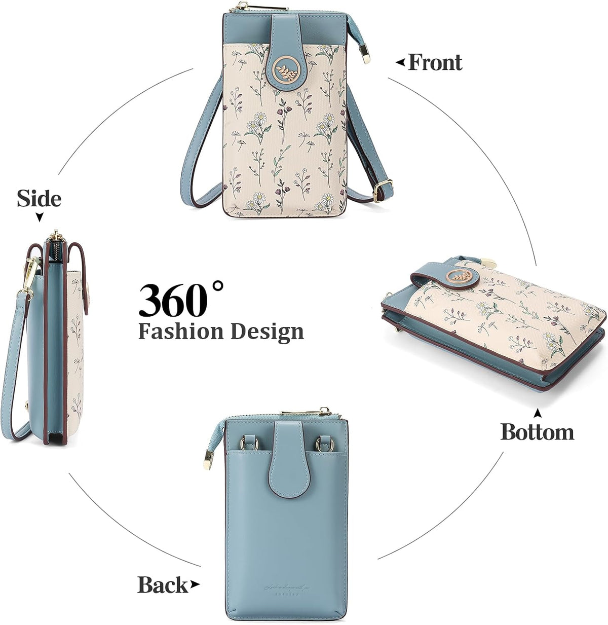 Small Crossbody Bags for Women Leather Cell Phone Purse Bag Wallet with RFID Blocking Credit Card Slots