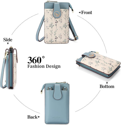 Small Crossbody Bags for Women Leather Cell Phone Purse Bag Wallet with RFID Blocking Credit Card Slots