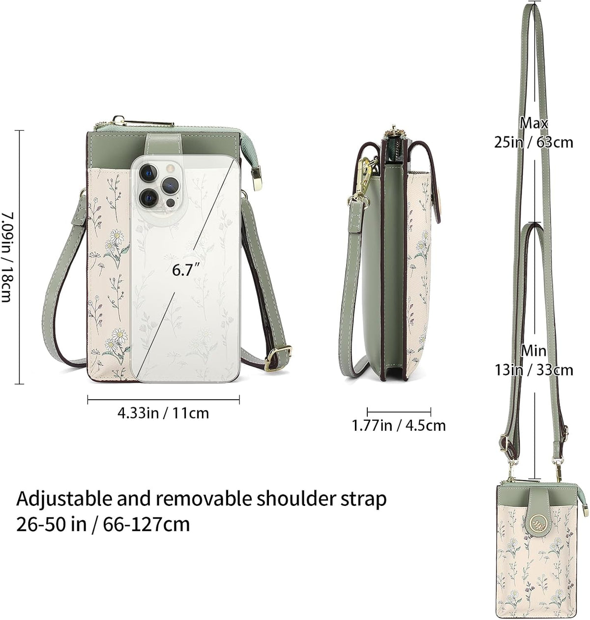 Small Crossbody Bags for Women Leather Cell Phone Purse Bag Wallet with RFID Blocking Credit Card Slots