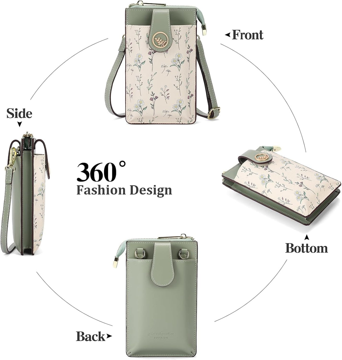 Small Crossbody Bags for Women Leather Cell Phone Purse Bag Wallet with RFID Blocking Credit Card Slots