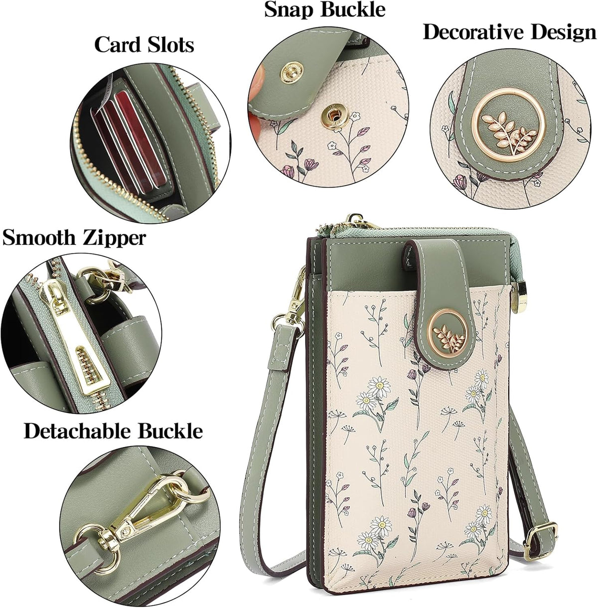 Small Crossbody Bags for Women Leather Cell Phone Purse Bag Wallet with RFID Blocking Credit Card Slots