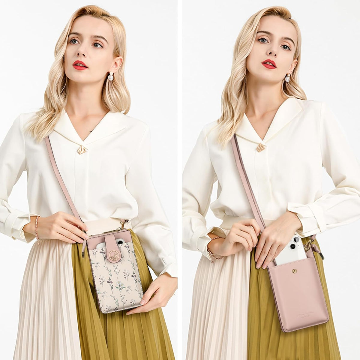 Small Crossbody Bags for Women Leather Cell Phone Purse Bag Wallet with RFID Blocking Credit Card Slots