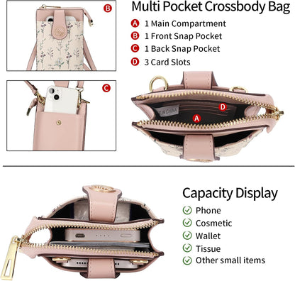 Small Crossbody Bags for Women Leather Cell Phone Purse Bag Wallet with RFID Blocking Credit Card Slots