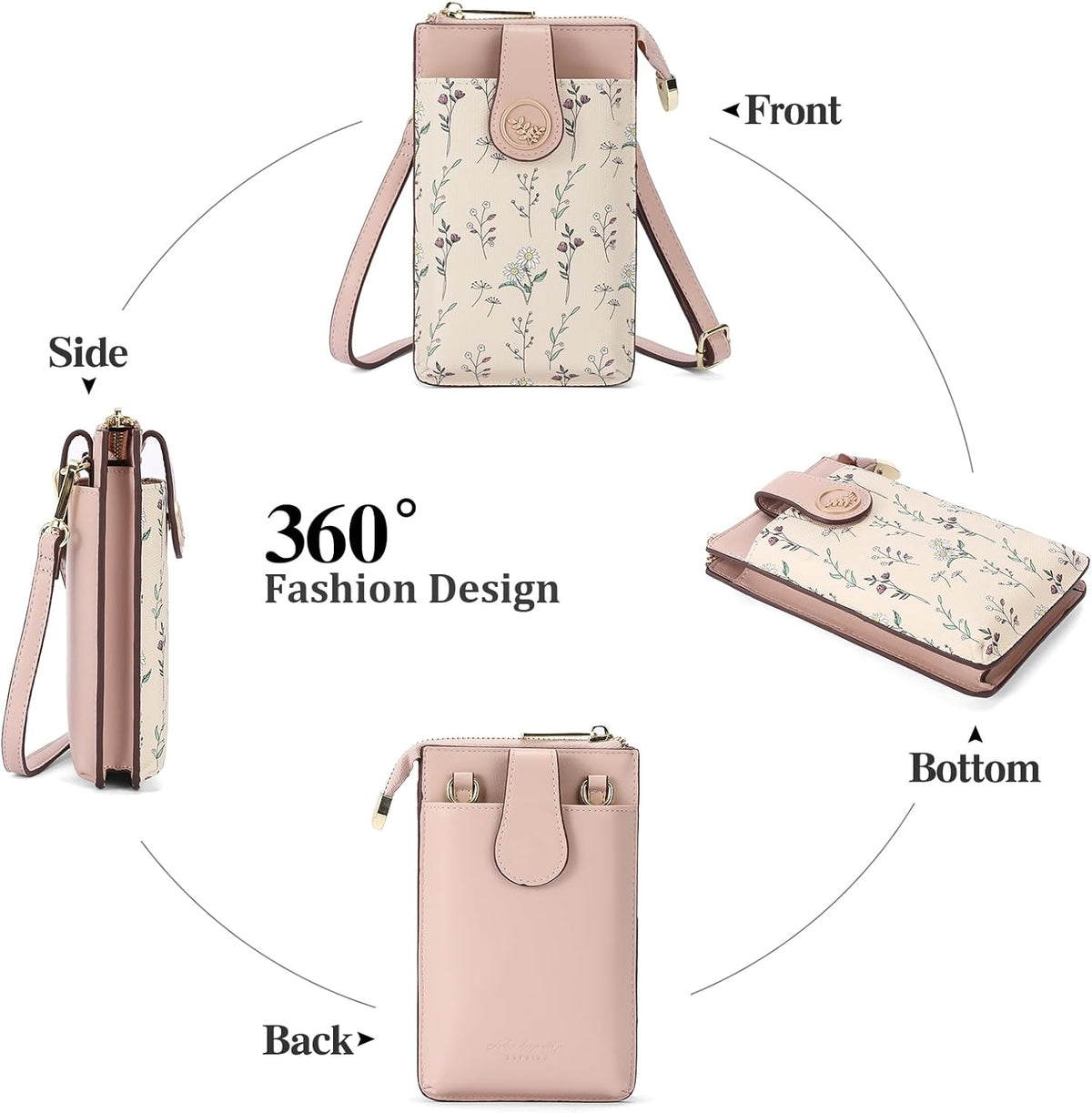 Small Crossbody Bags for Women Leather Cell Phone Purse Bag Wallet with RFID Blocking Credit Card Slots
