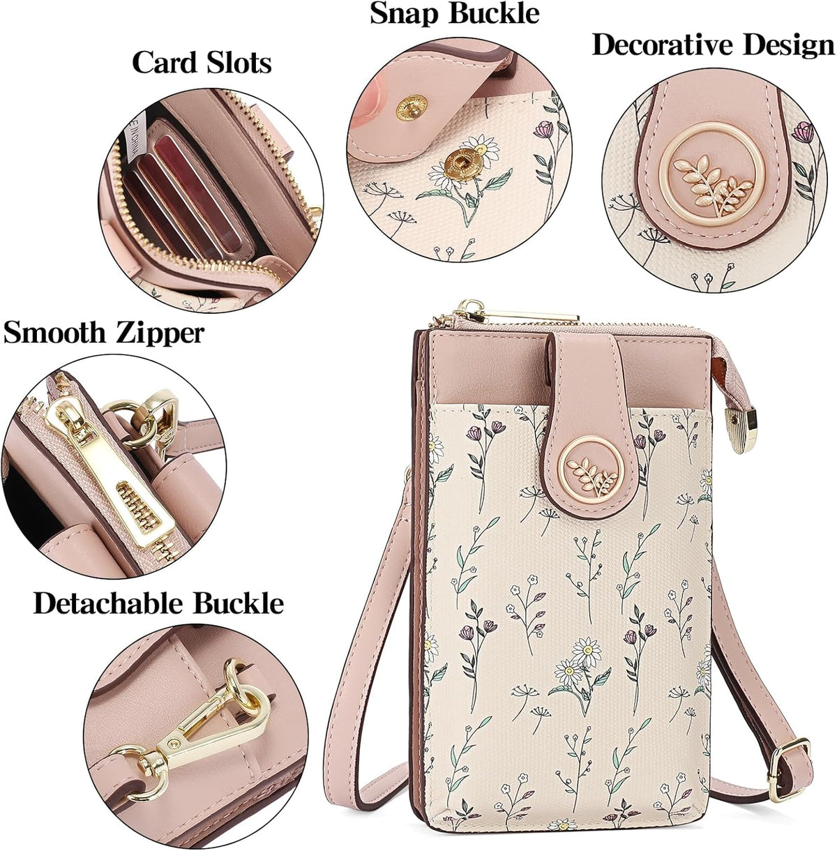Small Crossbody Bags for Women Leather Cell Phone Purse Bag Wallet with RFID Blocking Credit Card Slots