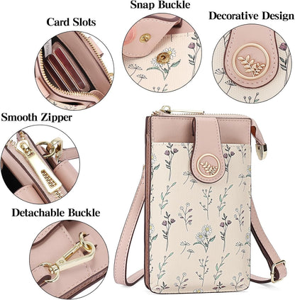 Small Crossbody Bags for Women Leather Cell Phone Purse Bag Wallet with RFID Blocking Credit Card Slots