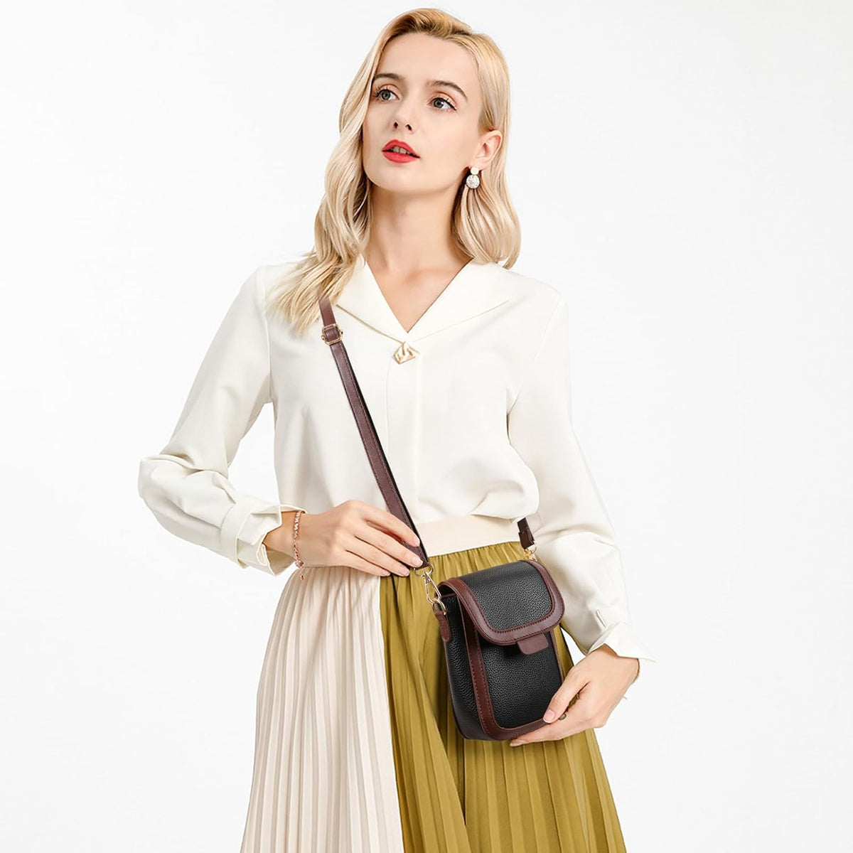 Small Crossbody Bags for Women Leather Cell Phone Purse Bag Wallet with RFID Blocking Credit Card Slots