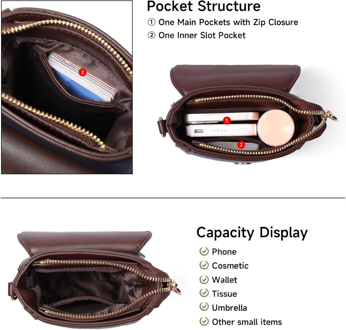 Small Crossbody Bags for Women Leather Cell Phone Purse Bag Wallet with RFID Blocking Credit Card Slots