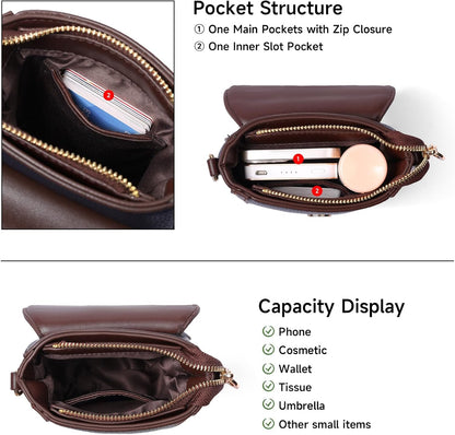 Small Crossbody Bags for Women Leather Cell Phone Purse Bag Wallet with RFID Blocking Credit Card Slots
