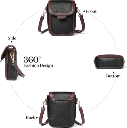 Small Crossbody Bags for Women Leather Cell Phone Purse Bag Wallet with RFID Blocking Credit Card Slots